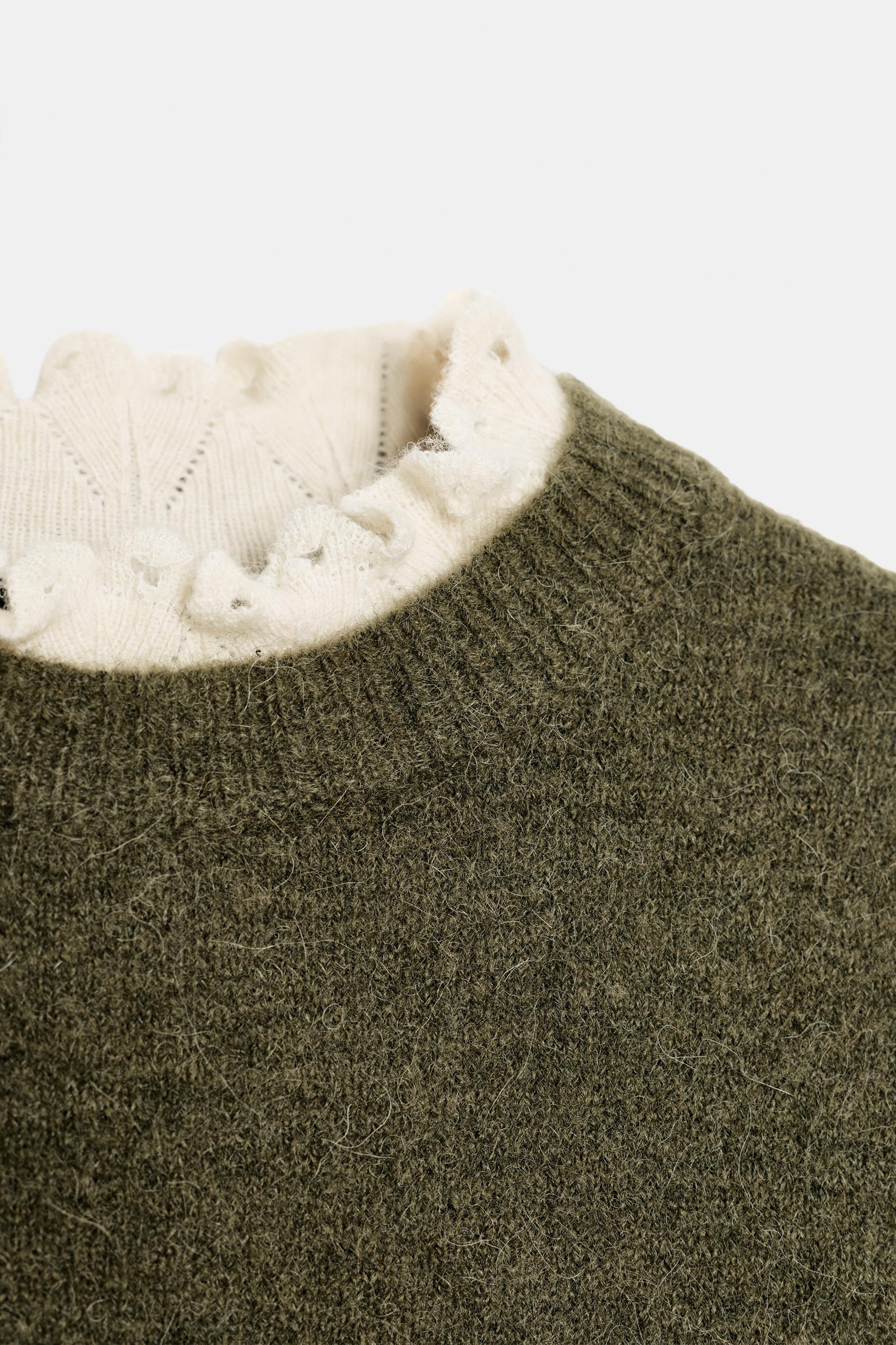 WOOL AND ALPACA BLEND POINTELLE SWEATER